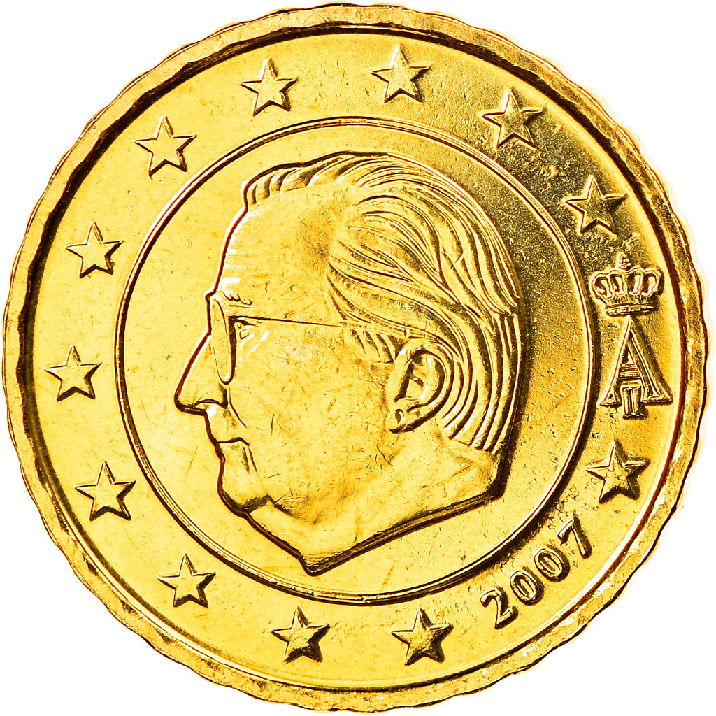Belgium, 10 Euro Cent, 2007, Brussels, MS(65-70), Brass, KM:242