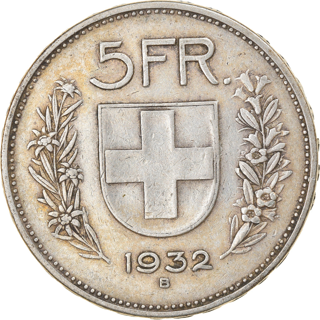 Coin, Switzerland, 5 Francs, 1932, Bern, VF(30-35), Silver, KM:40