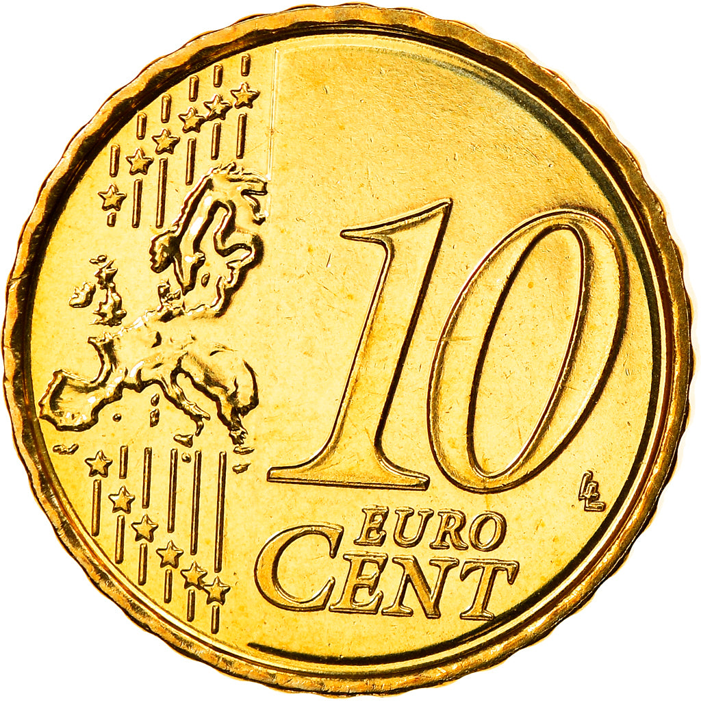 Belgium, 10 Euro Cent, 2008, Brussels, MS(65-70), Brass, KM:277