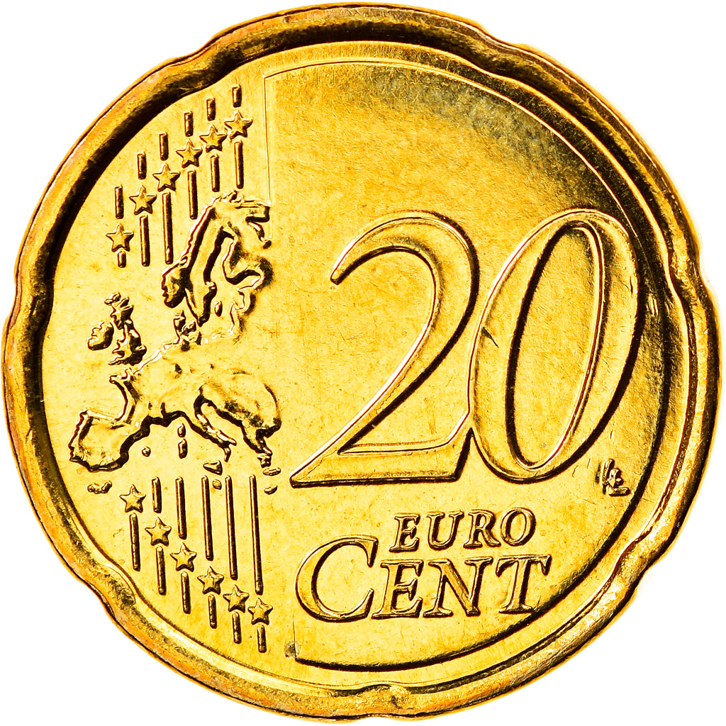 Belgium, 20 Euro Cent, 2008, Brussels, MS(65-70), Brass, KM:278