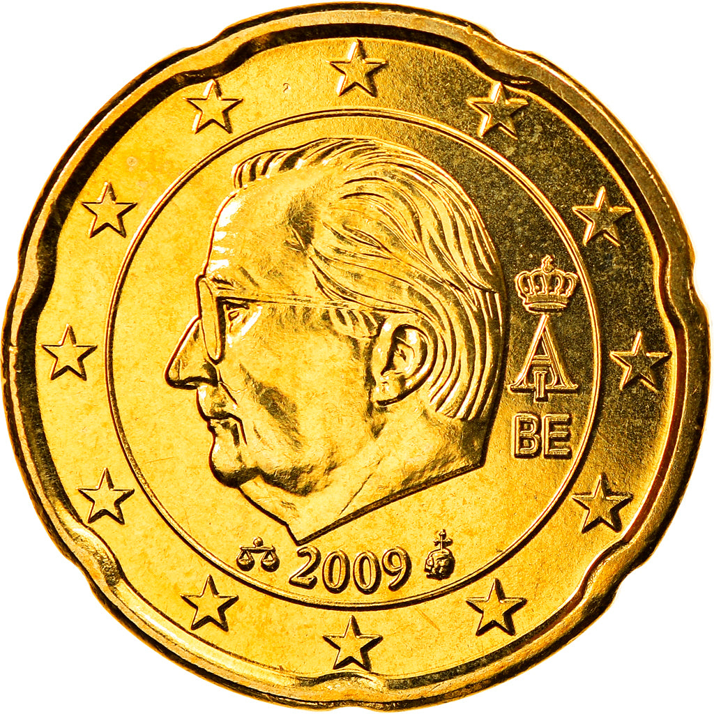 Belgien, 20 Euro Cent, 2009, Brussels, STGL, Messing, KM:278