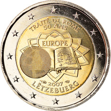 Luxembourg, 2 Euro, Traité de Rome 50 ans, 2007, Paris, MS(65-70), Bi-Metallic