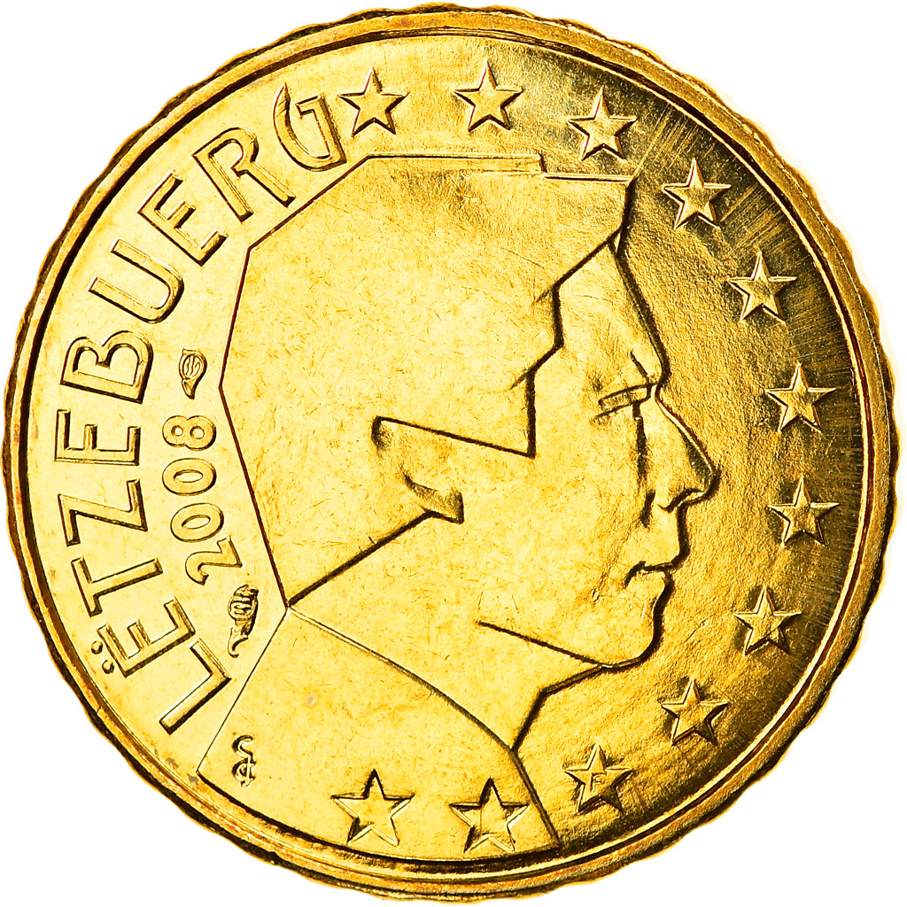 Luxembourg, 10 Euro Cent, 2008, Utrecht, MS(65-70), Brass, KM:89