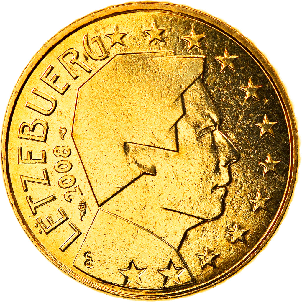 Luxembourg, 50 Euro Cent, 2008, Utrecht, MS(65-70), Brass, KM:91