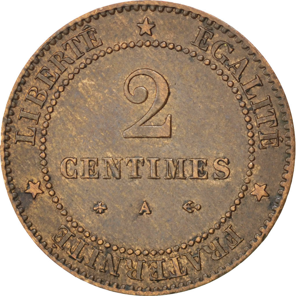 Coin, France, Cérès, 2 Centimes, 1878, Paris, EF(40-45), Bronze, KM:827.1