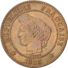 FRANCE, 2 Centimes, 1885, Paris, KM #827.1, EF(40-45), Bronze, Gadoury #105,...