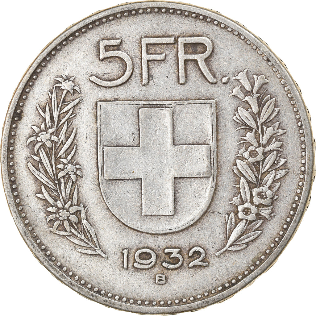 Coin, Switzerland, 5 Francs, 1932, Bern, VF(30-35), Silver, KM:40