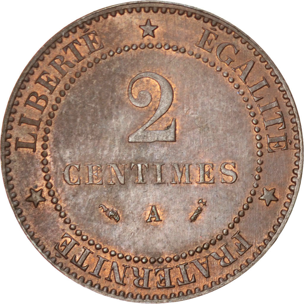 Coin, France, Cérès, 2 Centimes, 1895, Paris, AU(55-58), Bronze, KM:827.1