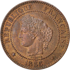 FRANCE, Cérès, 2 Centimes, 1885, Paris, KM #827.1, AU(55-58), Bronze, 20.2, G...