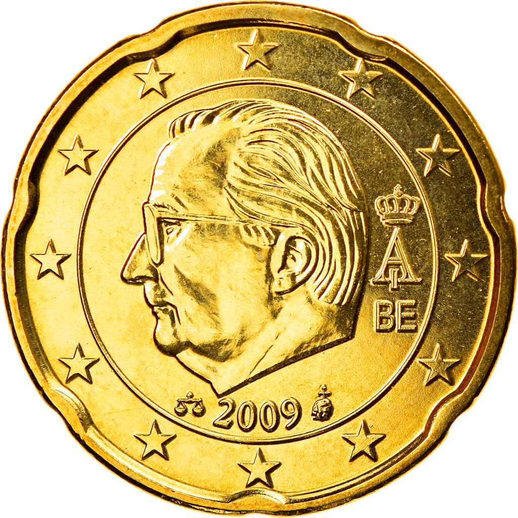 Belgien, 20 Euro Cent, 2009, Brussels, STGL, Messing, KM:278