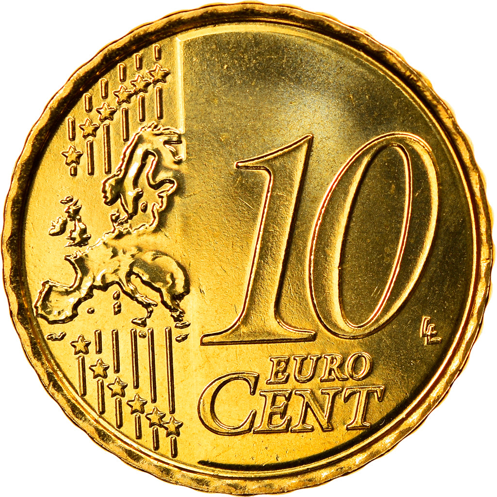 Belgium, 10 Euro Cent, 2007, Brussels, MS(65-70), Brass, KM:242