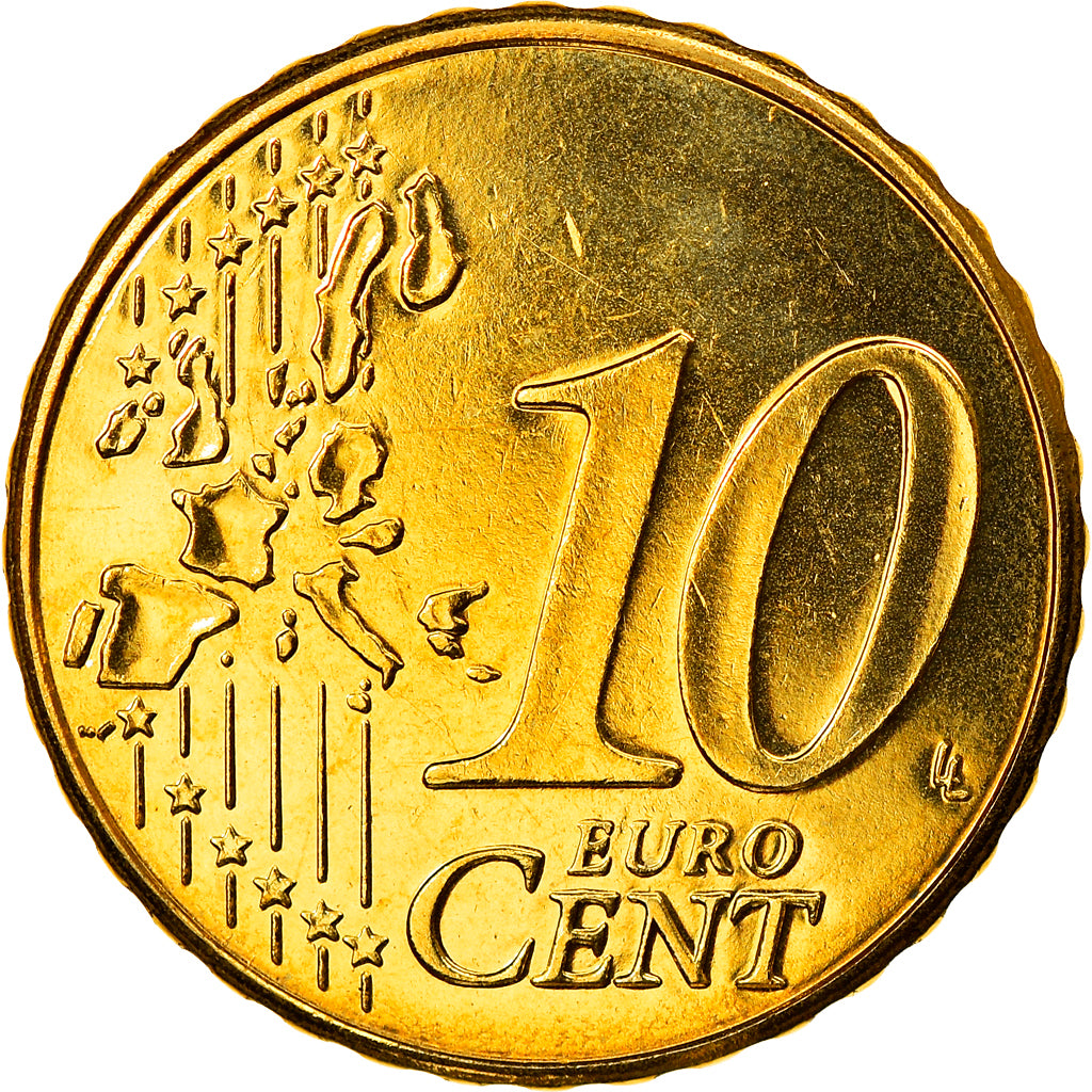 Belgium, 10 Euro Cent, 2002, Brussels, MS(65-70), Brass, KM:227