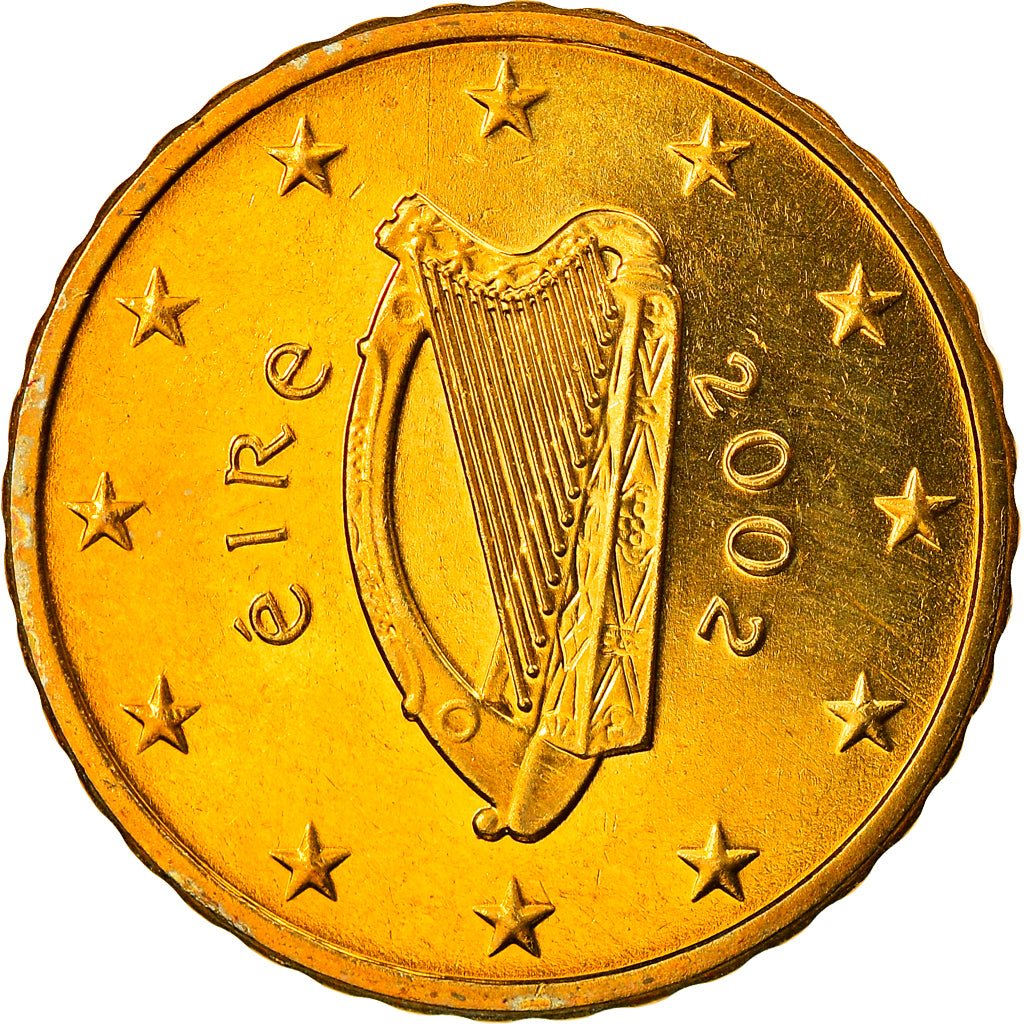 IRELAND REPUBLIC, 10 Euro Cent, 2002, Sandyford, MS(65-70), Brass, KM:35