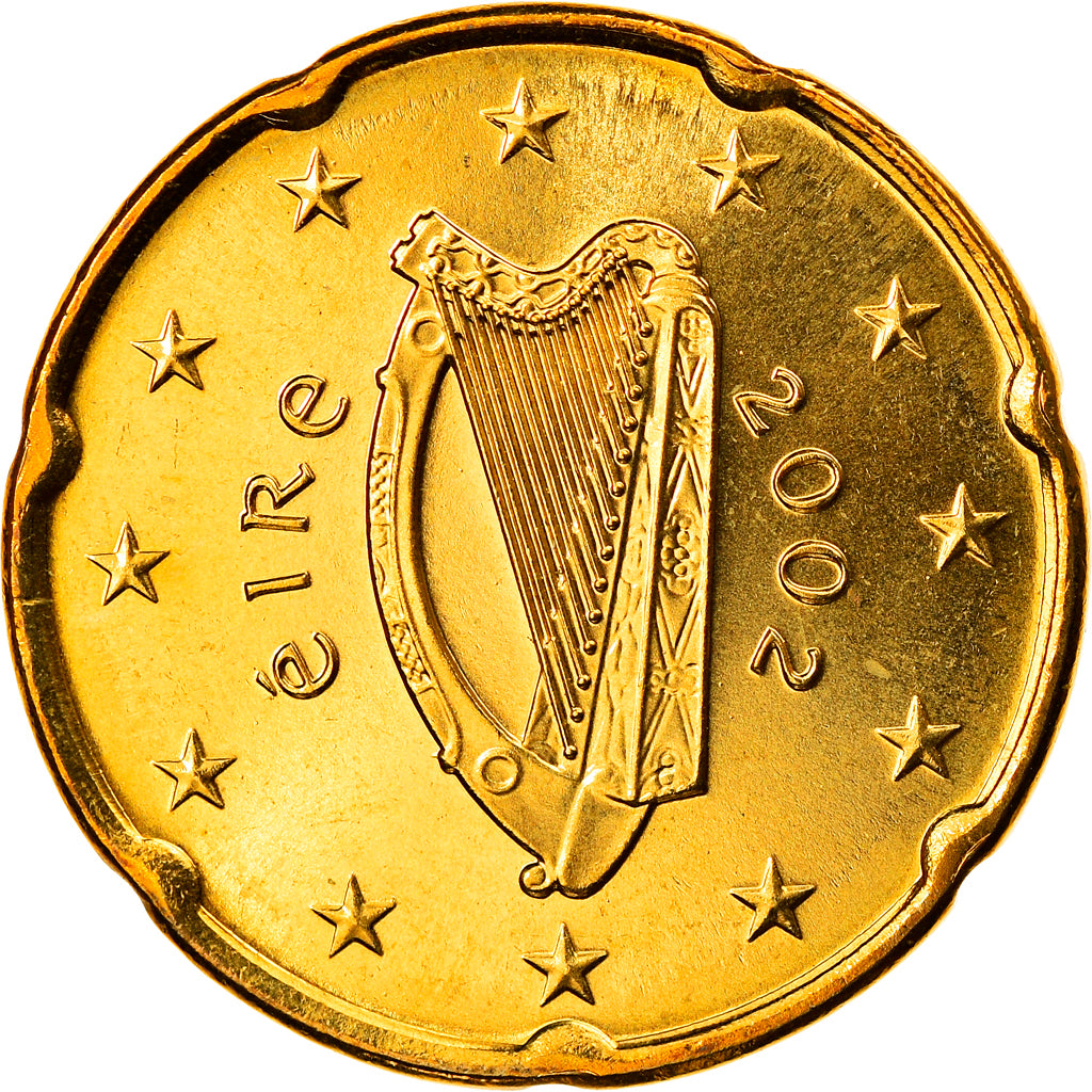 REPÚBLICA DE IRLANDA, 20 Euro Cent, 2002, Sandyford, FDC, Latón, KM:36