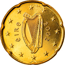 IRELAND REPUBLIC, 20 Euro Cent, 2002, Sandyford, MS(65-70), Brass, KM:36