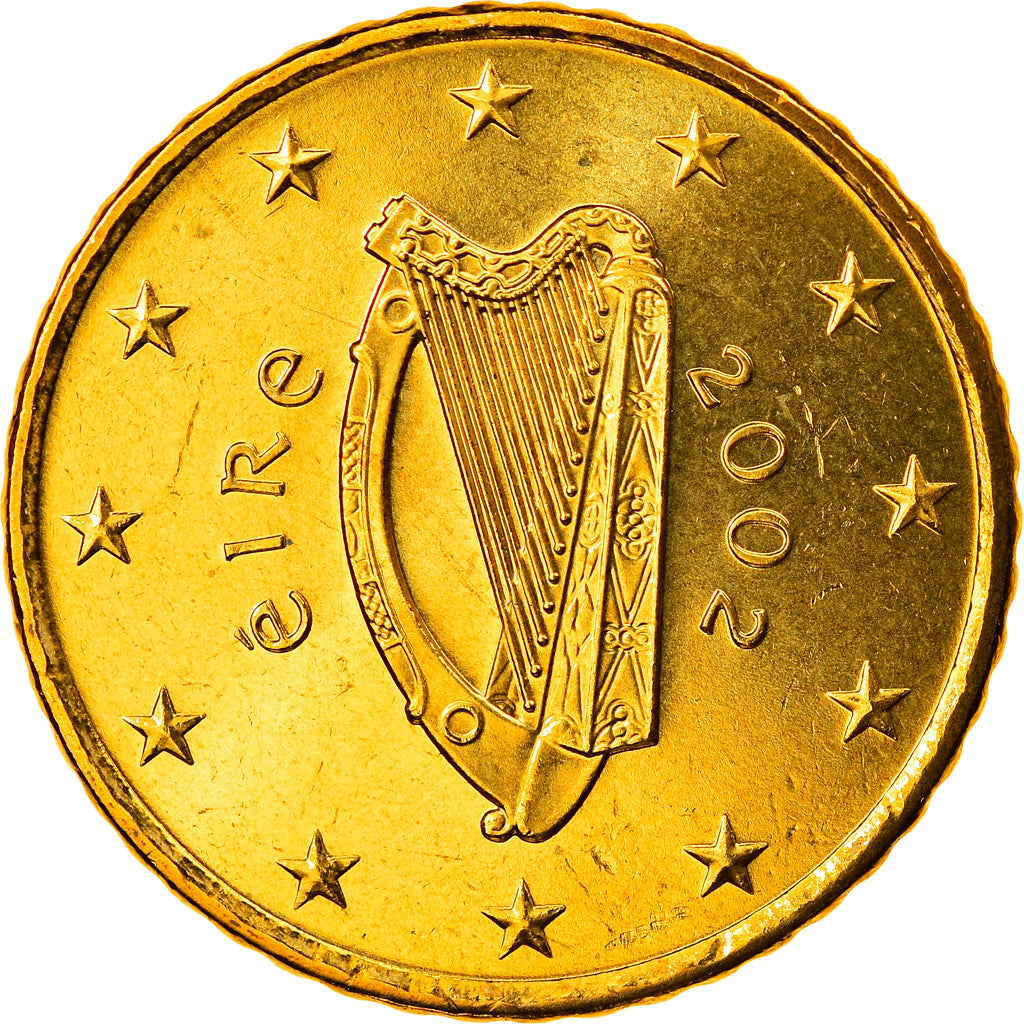 IRELAND REPUBLIC, 50 Euro Cent, 2002, Sandyford, MS(65-70), Brass, KM:37