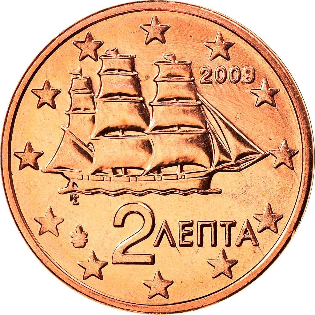 Griekenland, 2 Euro Cent, 2009, Athens, FDC, Copper Plated Steel, KM:182