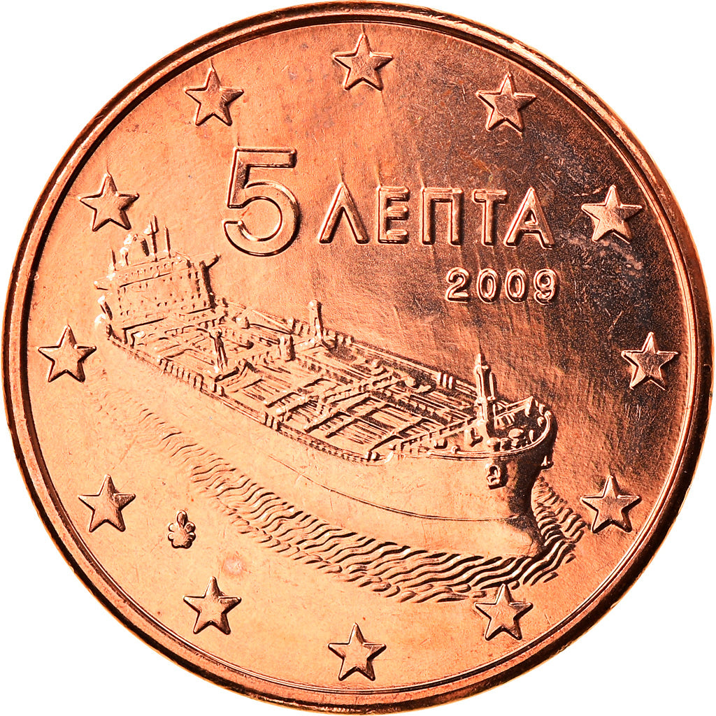 Greece, 5 Euro Cent, 2009, Athens, MS(65-70), Copper Plated Steel, KM:183