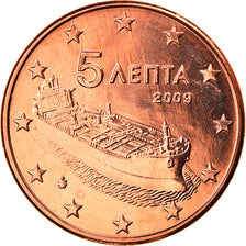 Greece, 5 Euro Cent, 2009, Athens, MS(65-70), Copper Plated Steel, KM:183