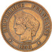 Francia, Cérès, 2 Centimes, 1890, Paris, MB+, Bronzo, KM:827.1, Gadoury:105