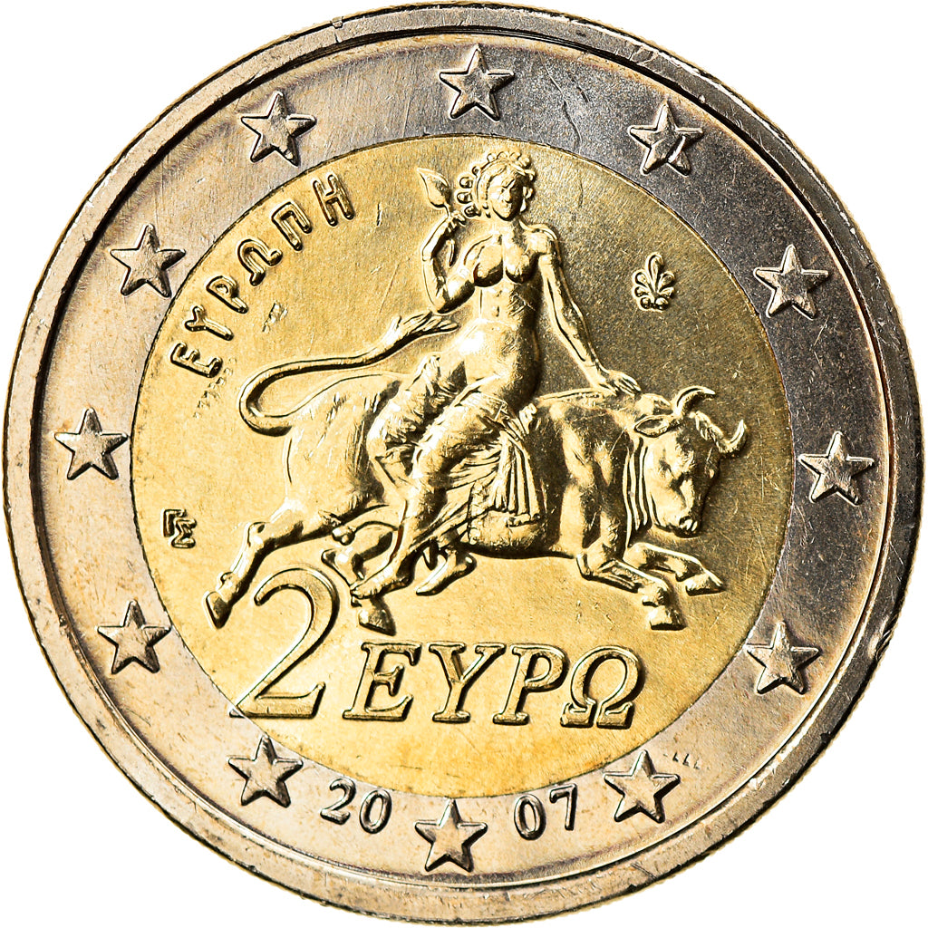 Greece, 2 Euro, 2007, Athens, MS(65-70), Bi-Metallic, KM:215