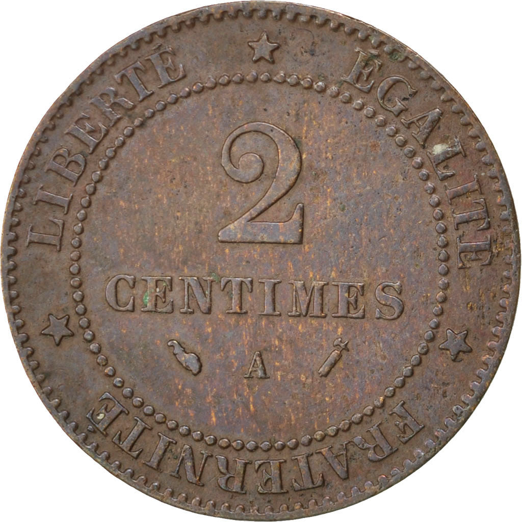 FRANCE, Cérès, 2 Centimes, 1894, Paris, KM #827.1, VF(30-35), Bronze, 20.2, G...