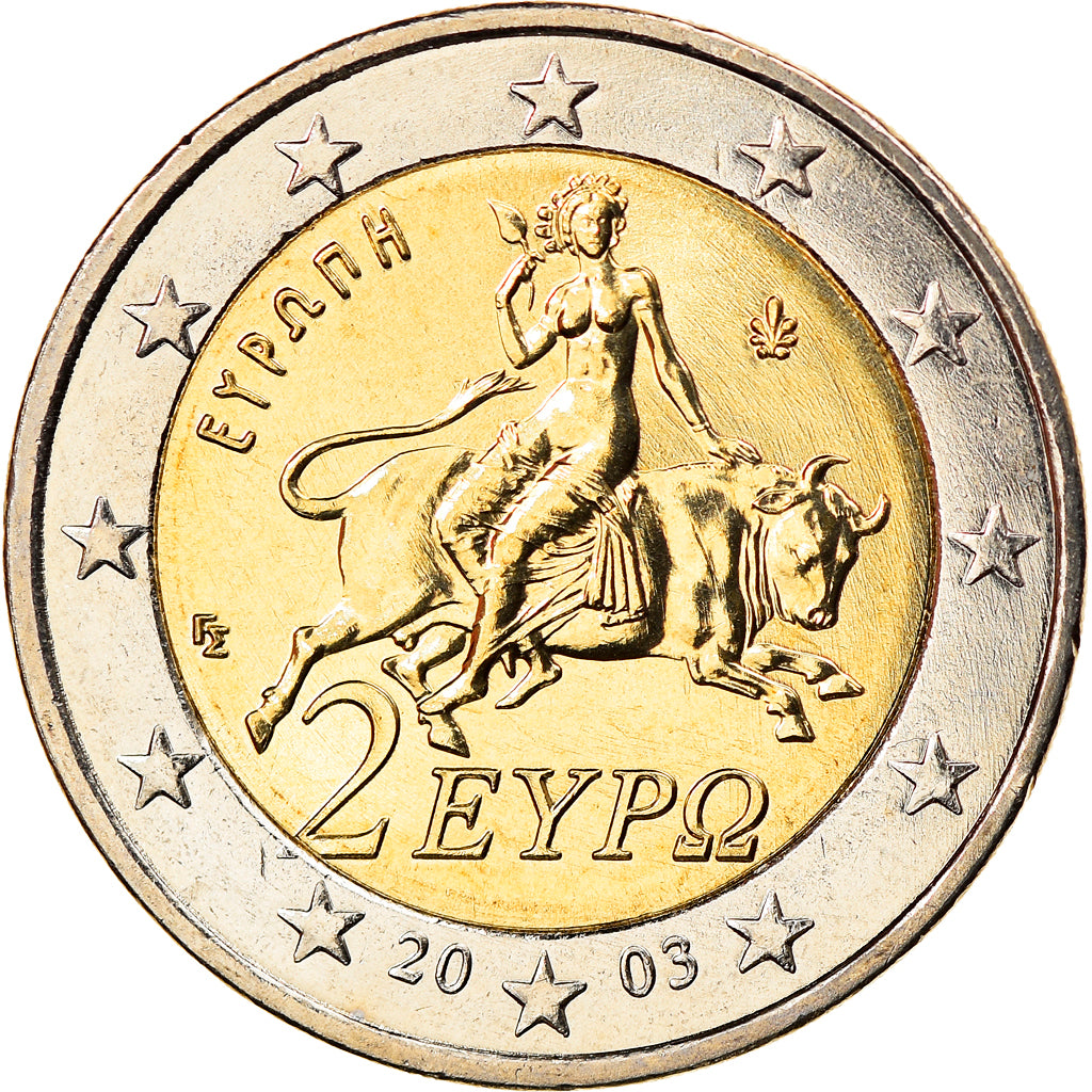 Greece, 2 Euro, 2003, Athens, MS(65-70), Bi-Metallic, KM:188