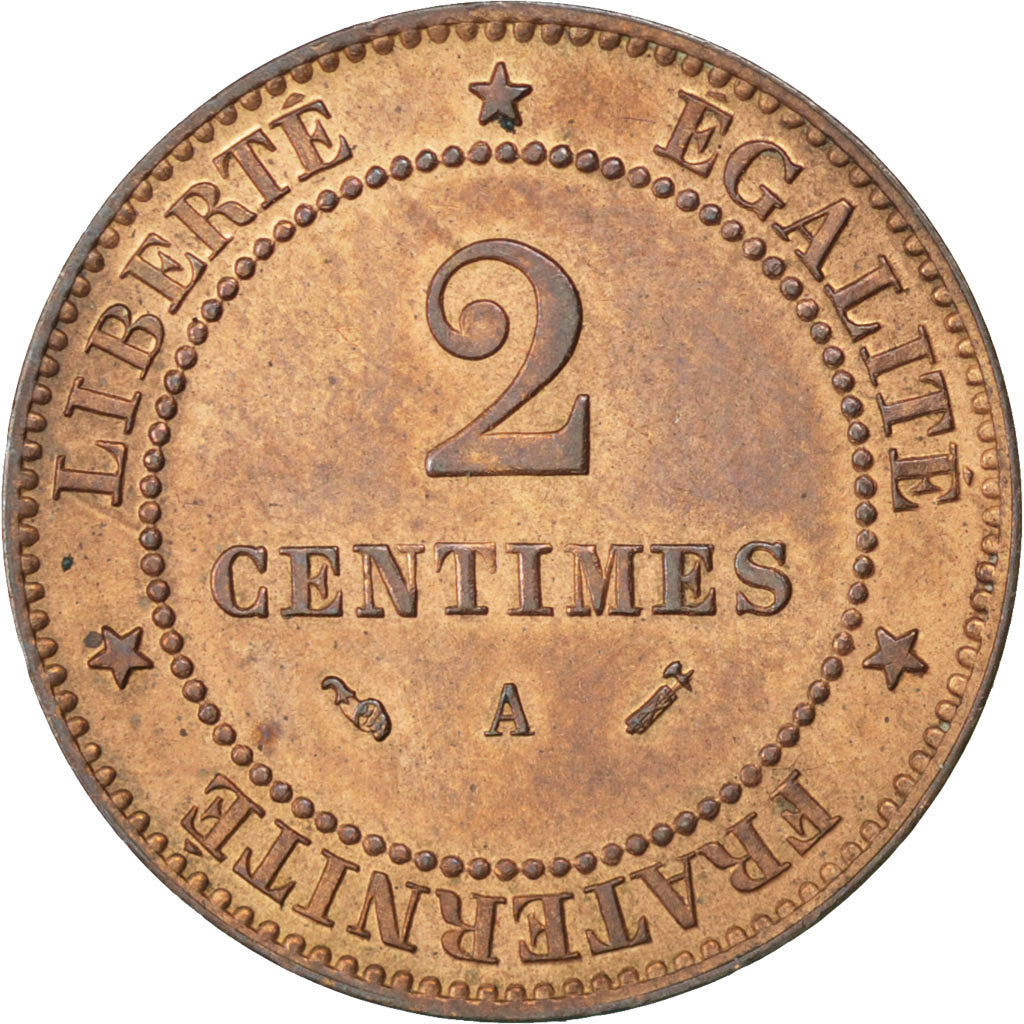 Coin, France, Cérès, 2 Centimes, 1895, Paris, AU(55-58), Bronze, KM:827.1