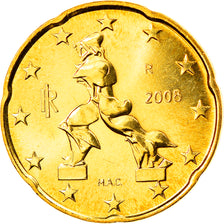 Italy, 20 Euro Cent, 2008, Rome, MS(65-70), Brass, KM:248