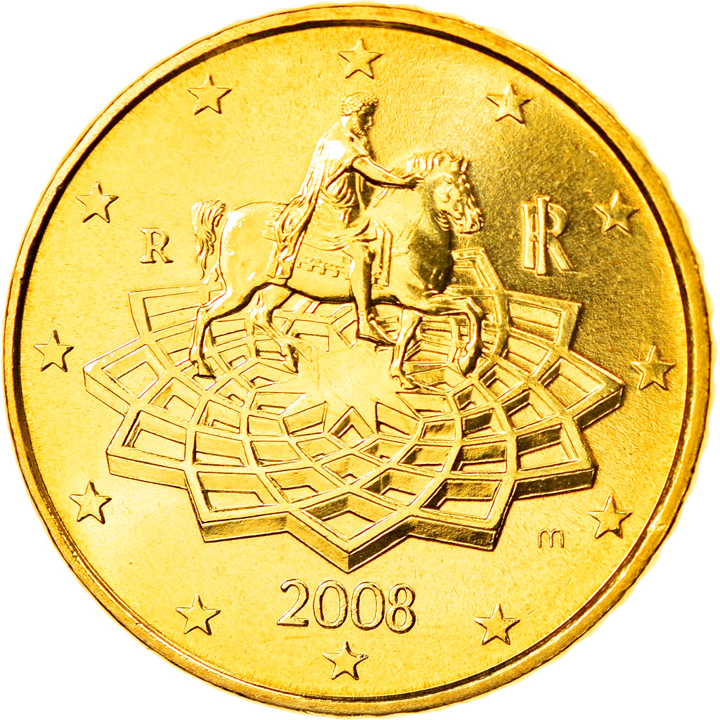 Italy, 50 Euro Cent, 2008, Rome, MS(65-70), Brass, KM:249
