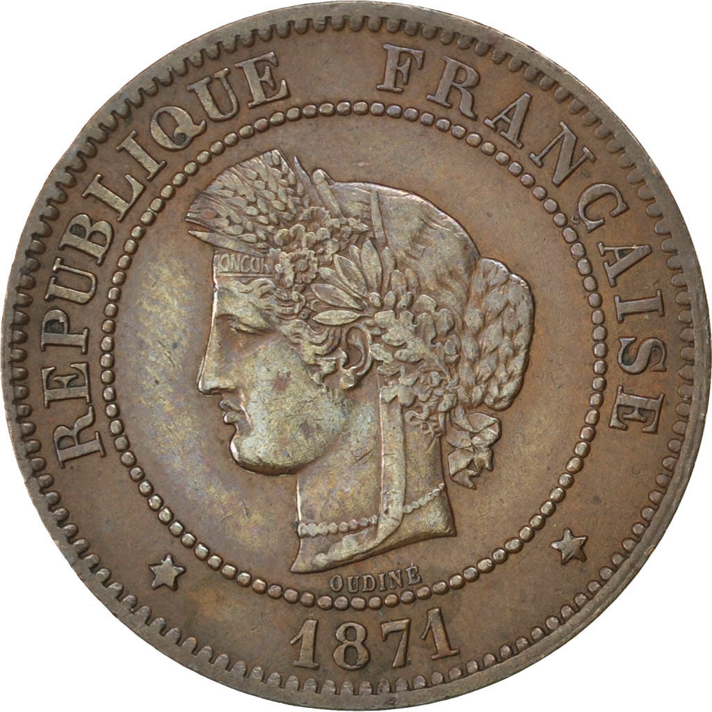 Coin, France, Cérès, 5 Centimes, 1871, Paris, EF(40-45), Bronze, KM:821.1