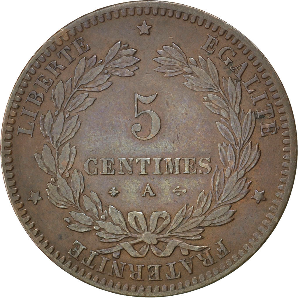 Coin, France, Cérès, 5 Centimes, 1871, Paris, EF(40-45), Bronze, KM:821.1