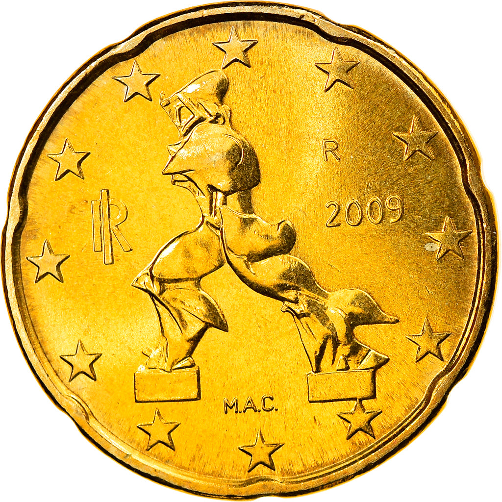 Italy, 20 Euro Cent, 2009, Rome, MS(65-70), Brass, KM:248