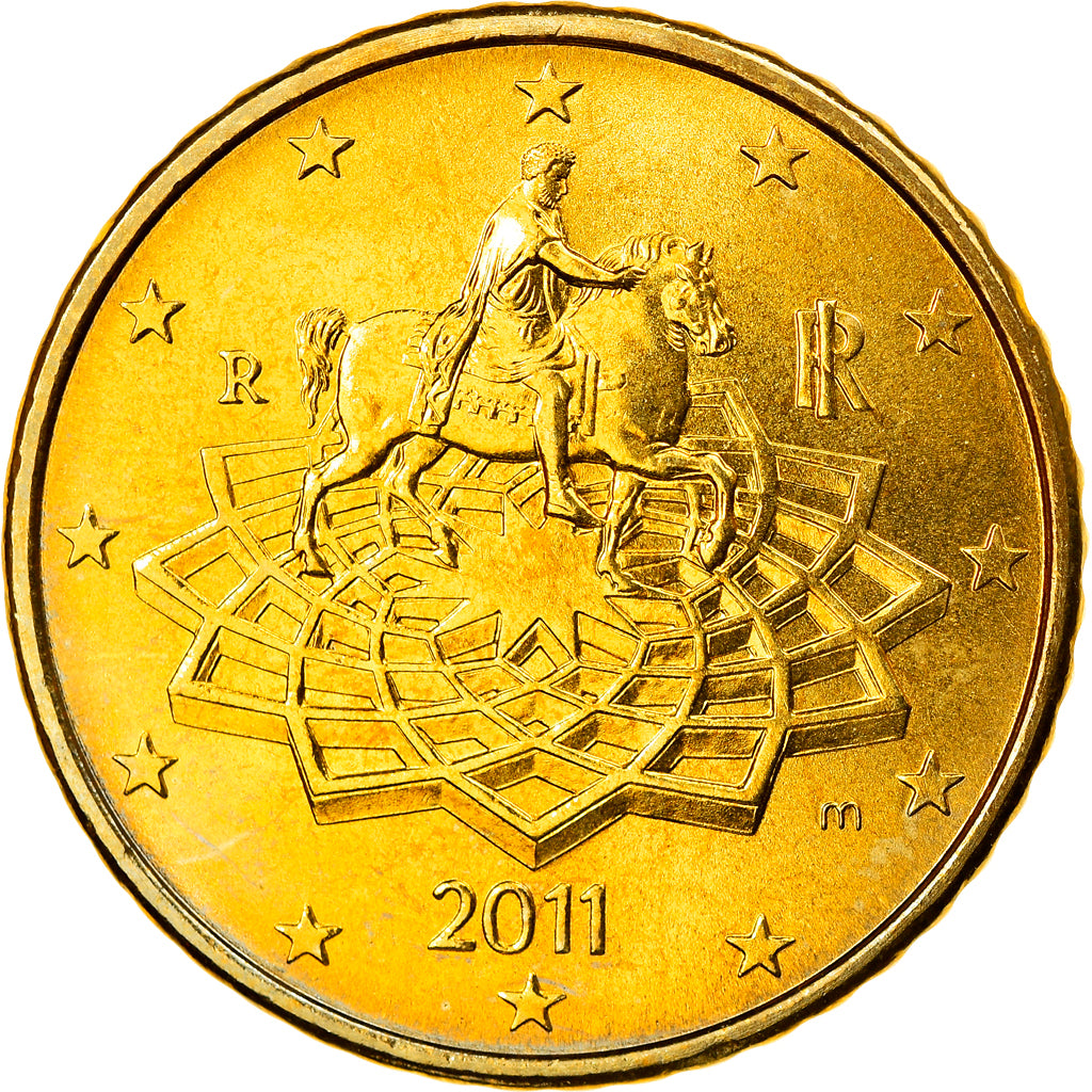 Italy, 50 Euro Cent, 2011, Rome, MS(65-70), Brass, KM:249
