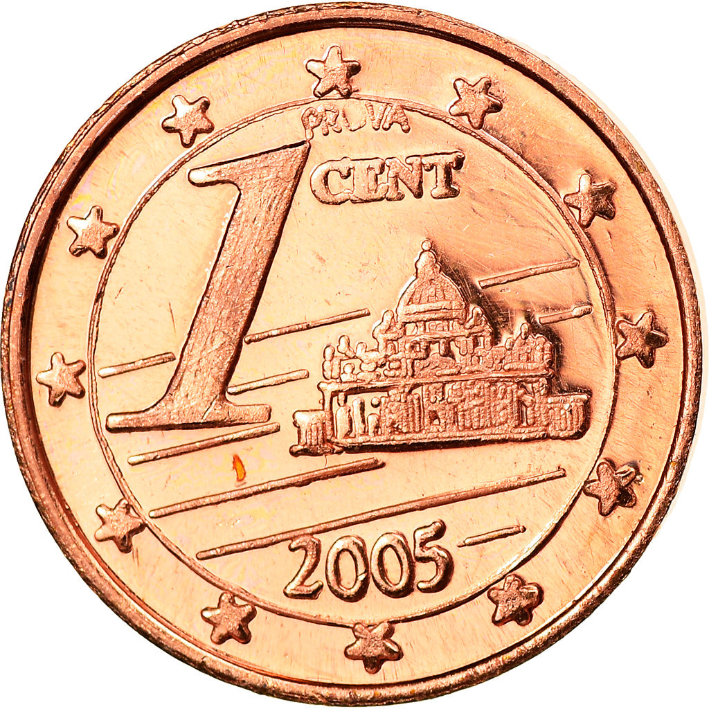 Vatican, Euro Cent, Type 1, 2005, unofficial private coin, MS(65-70), Copper