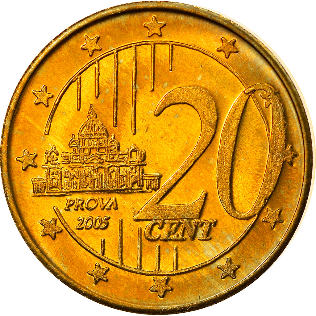 Vatican, 20 Euro Cent, Type 1, 2005, unofficial private coin, MS(65-70), Brass