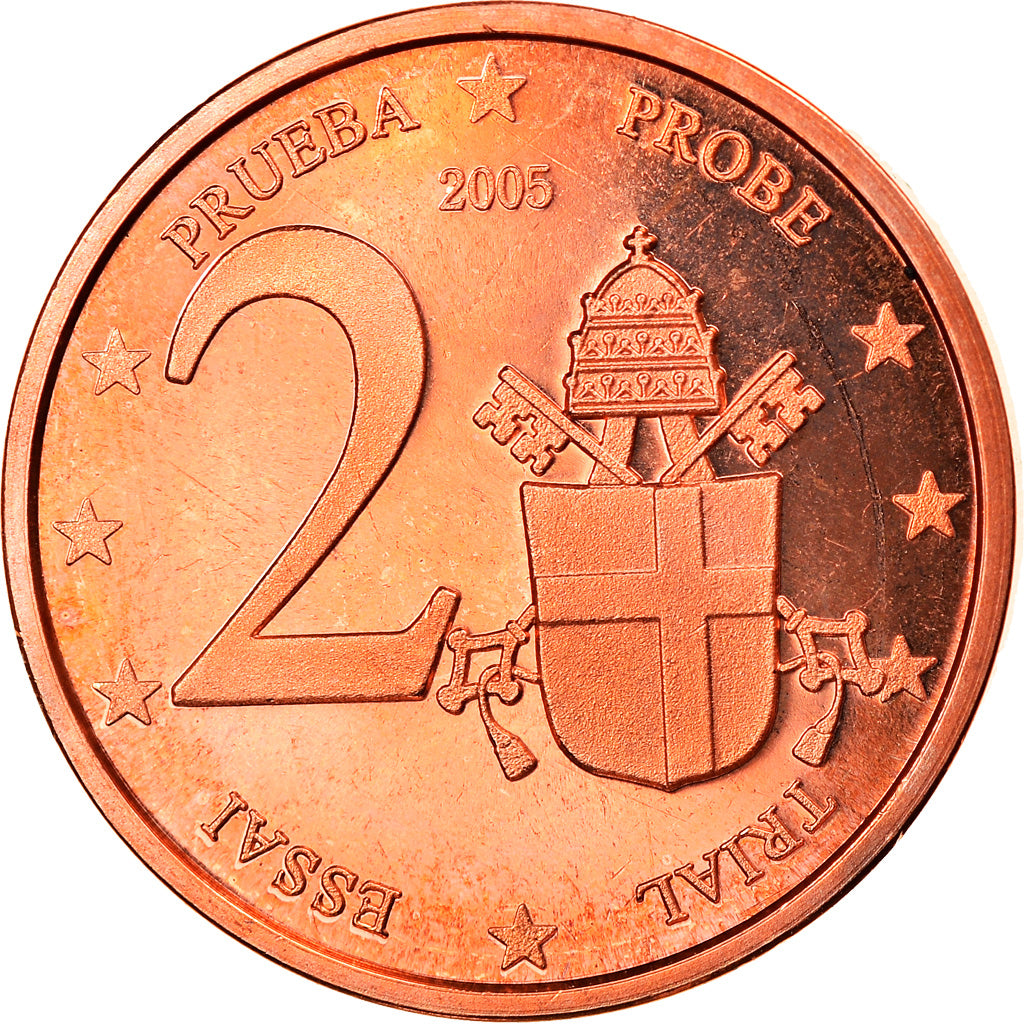 Watykan, 2 Euro Cent, Type 2, 2005, unofficial private coin, MS(65-70), Miedź