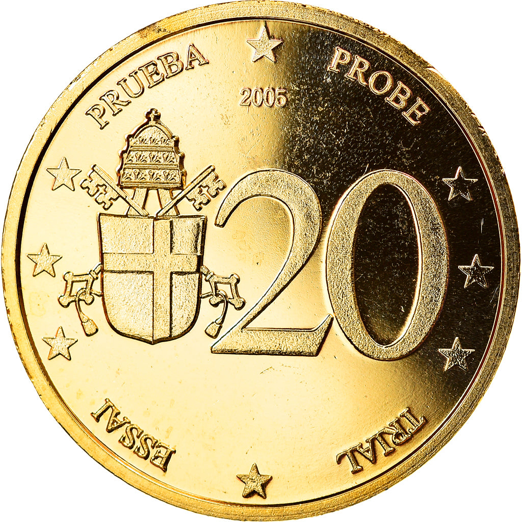 Vatican, 20 Euro Cent, Type 2, 2005, unofficial private coin, MS(65-70), Brass
