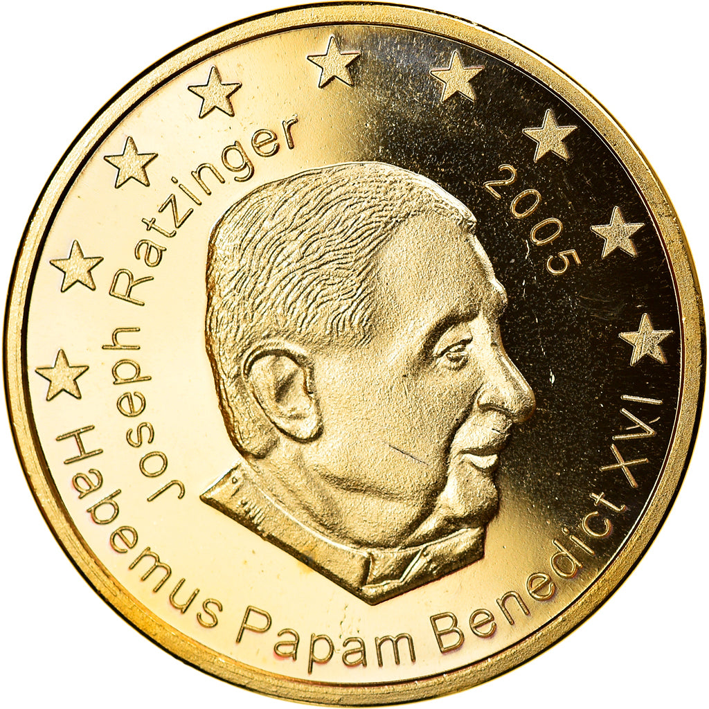Vatican, 50 Euro Cent, Type 2, 2005, unofficial private coin, MS(65-70), Brass