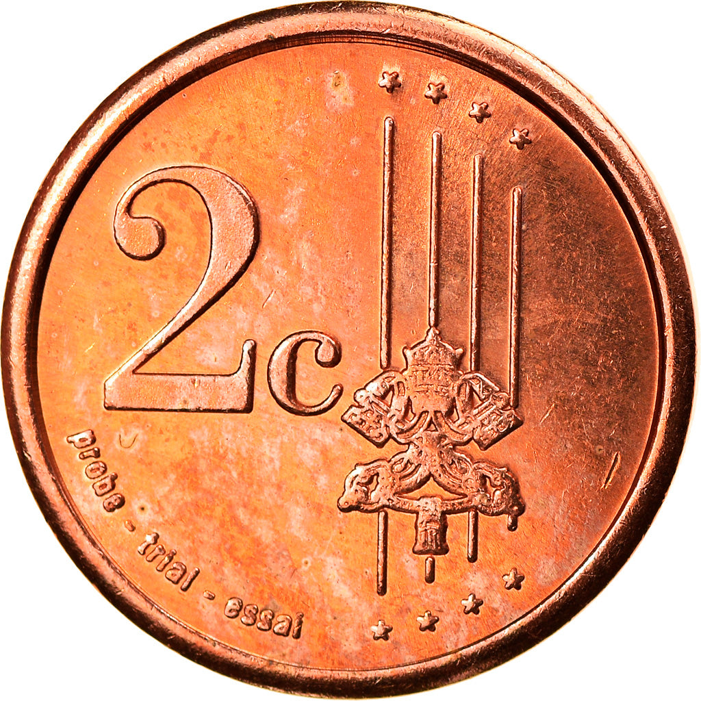 Vaticaan, 2 Euro Cent, Type 3, 2005, unofficial private coin, FDC, Copper Plated