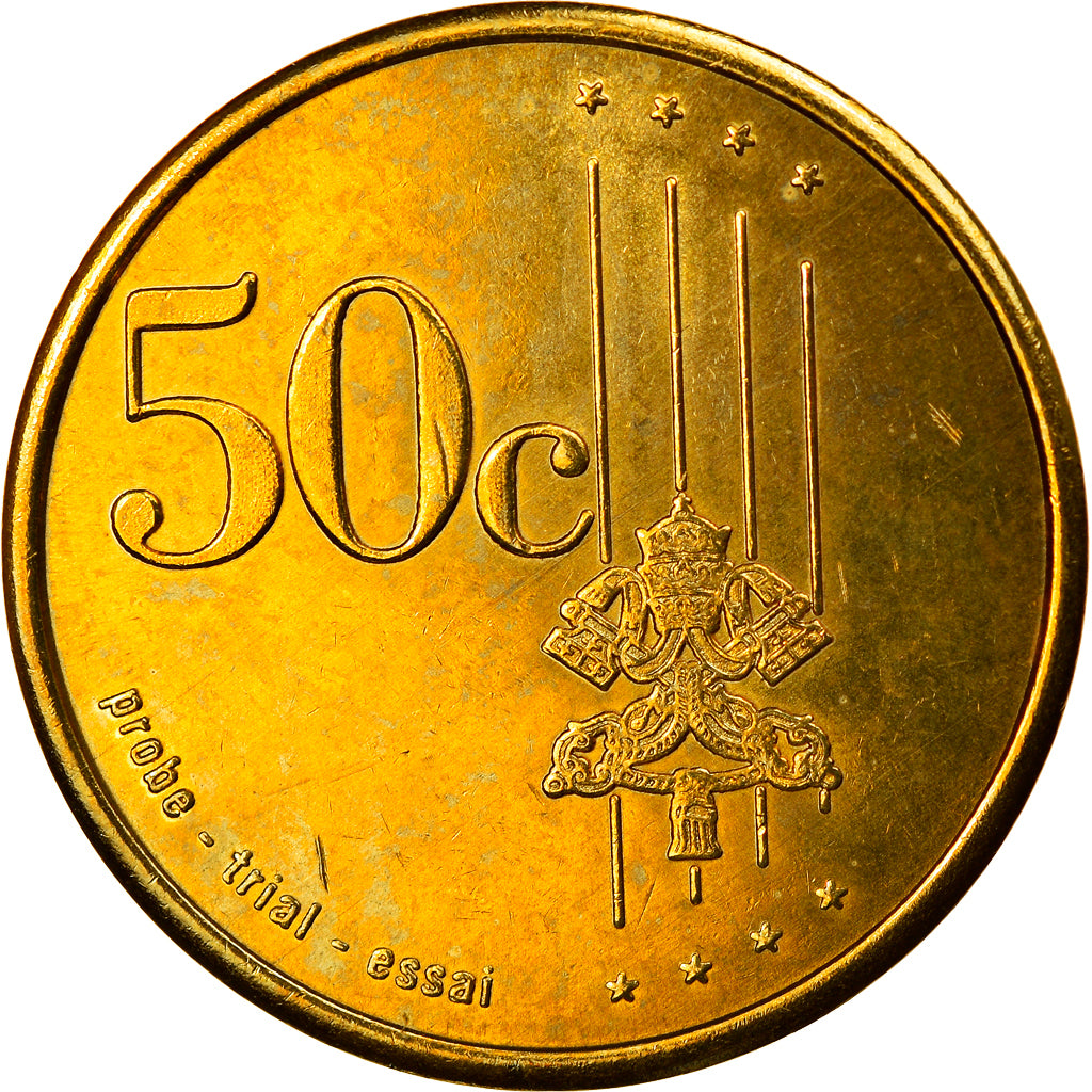 Vatican, 50 Euro Cent, Type 3, 2005, unofficial private coin, MS(65-70), Brass