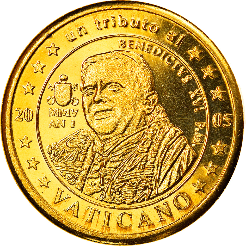 Vatican, 10 Euro Cent, Type 4, 2005, unofficial private coin, MS(65-70), Brass