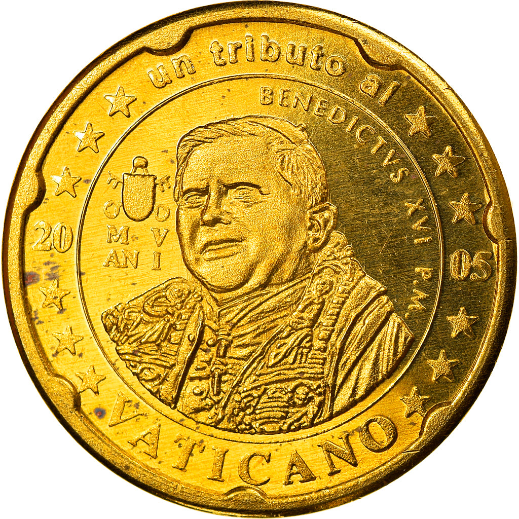 Vatican, 20 Euro Cent, Type 4, 2005, unofficial private coin, MS(65-70), Brass