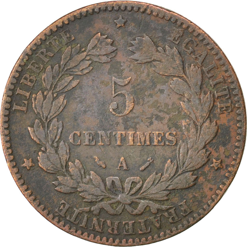 Francia, Cérès, 5 Centimes, 1881, Paris, MB, Bronzo, KM:821.1, Gadoury:157a
