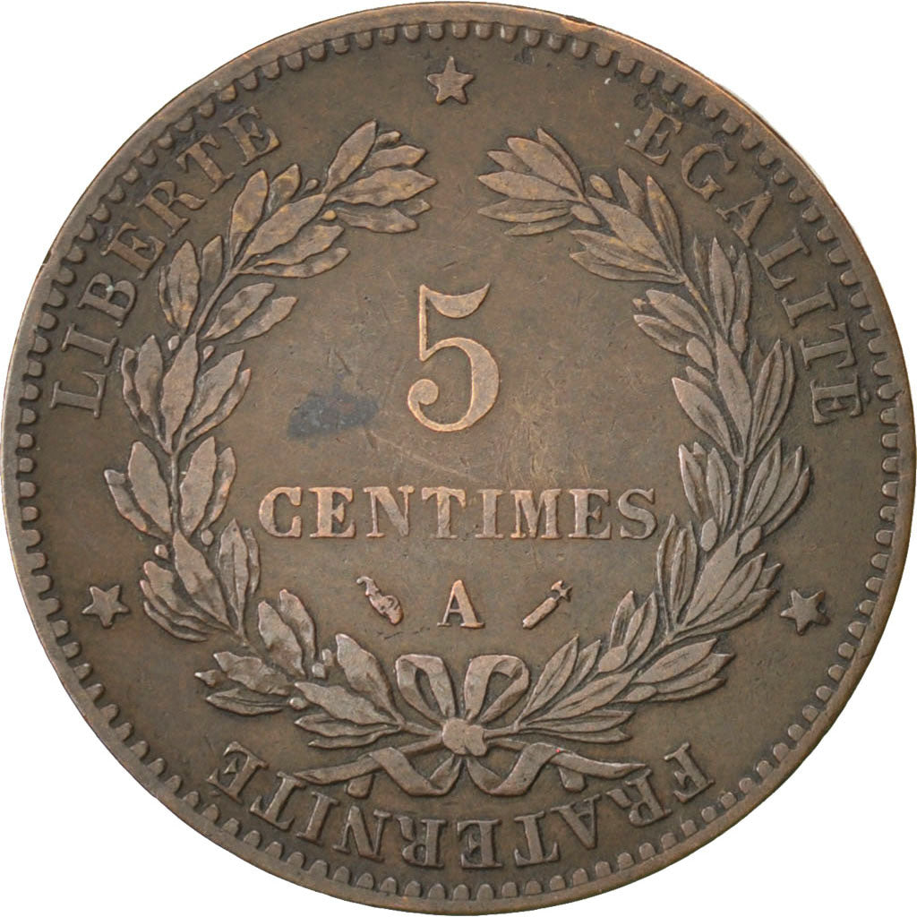 IIIème République, 5 Centimes Cérès 1882 A, KM 821.1