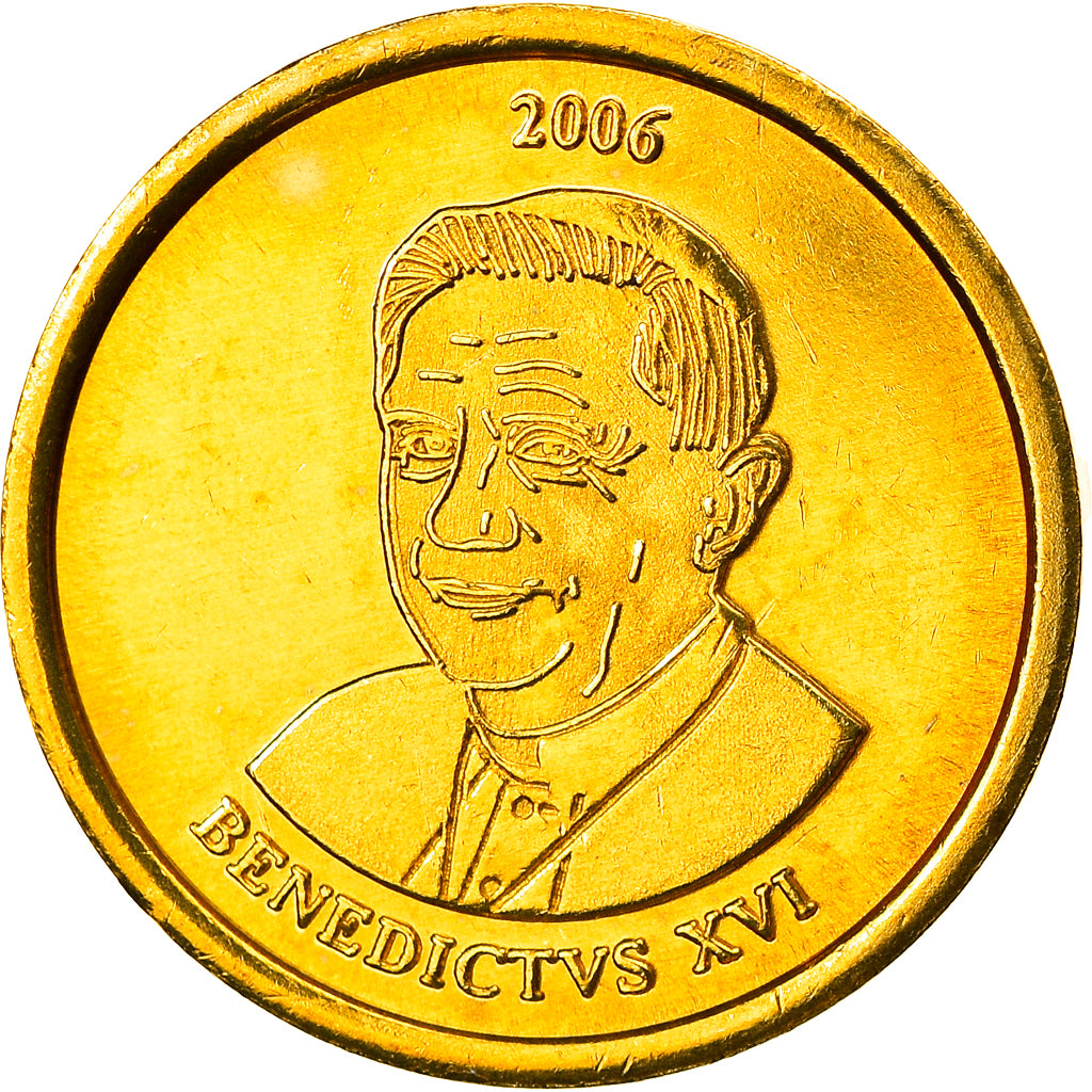 Vatican, 10 Euro Cent, Type 1, 2006, unofficial private coin, MS(65-70), Brass