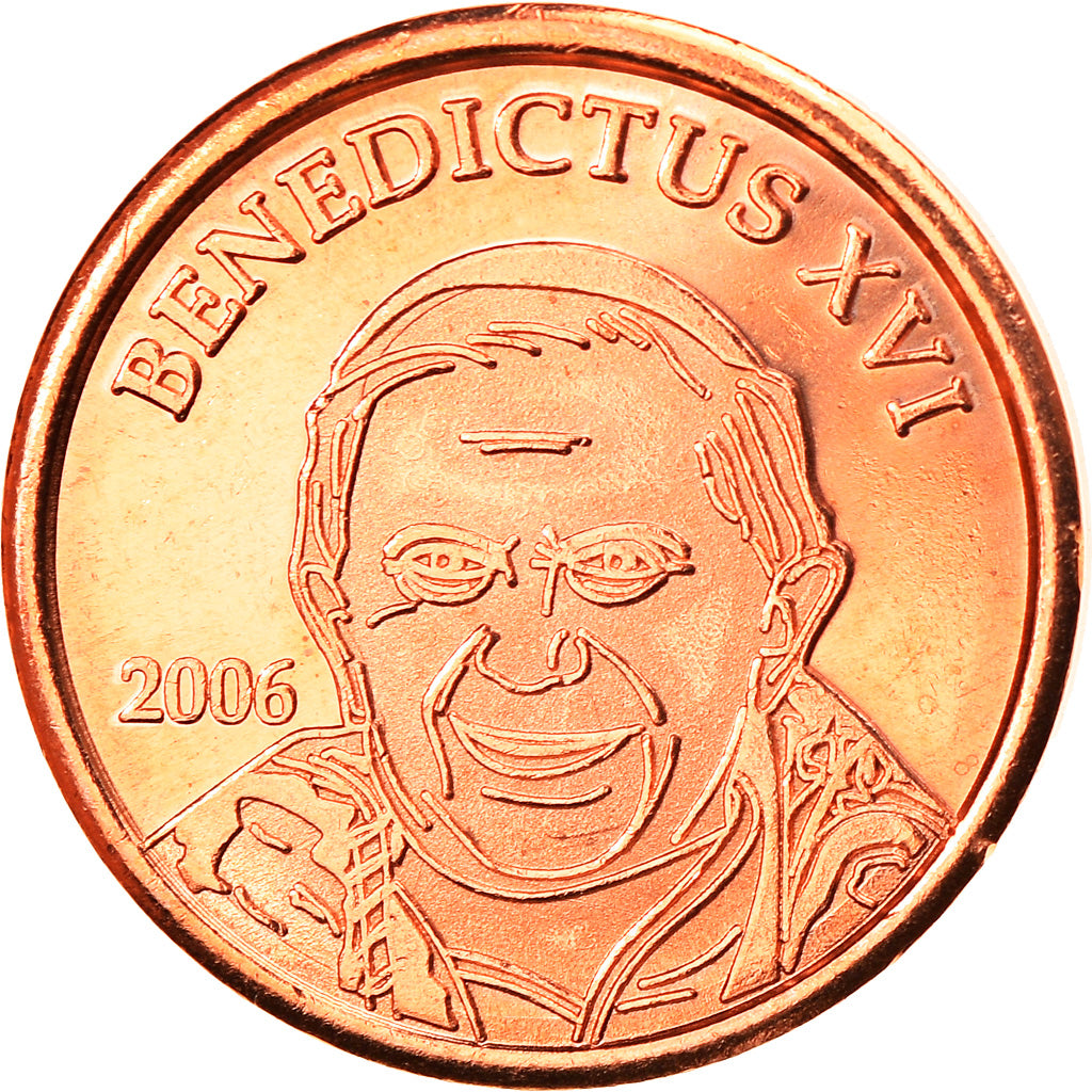 Vaticano, 2 Euro Cent, Type 2, 2006, unofficial private coin, FDC, Cobre chapado
