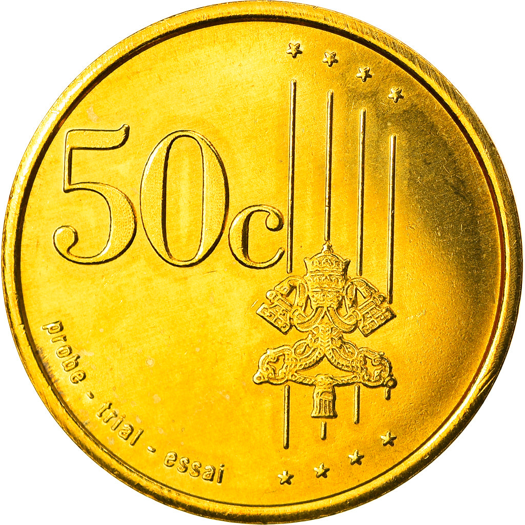 Vatican, 50 Euro Cent, Type 2, 2006, unofficial private coin, MS(65-70), Brass