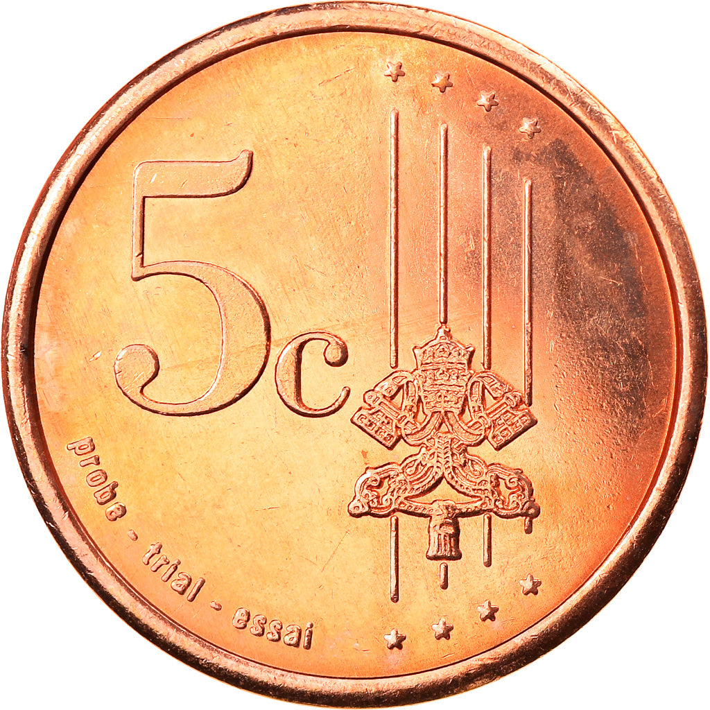 Vatican, 5 Euro Cent, 2007, unofficial private coin, MS(65-70), Copper Plated