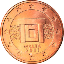 Malta, 5 Euro Cent, 2011, Paris, MS(65-70), Aço Cromado a Cobre, KM:127